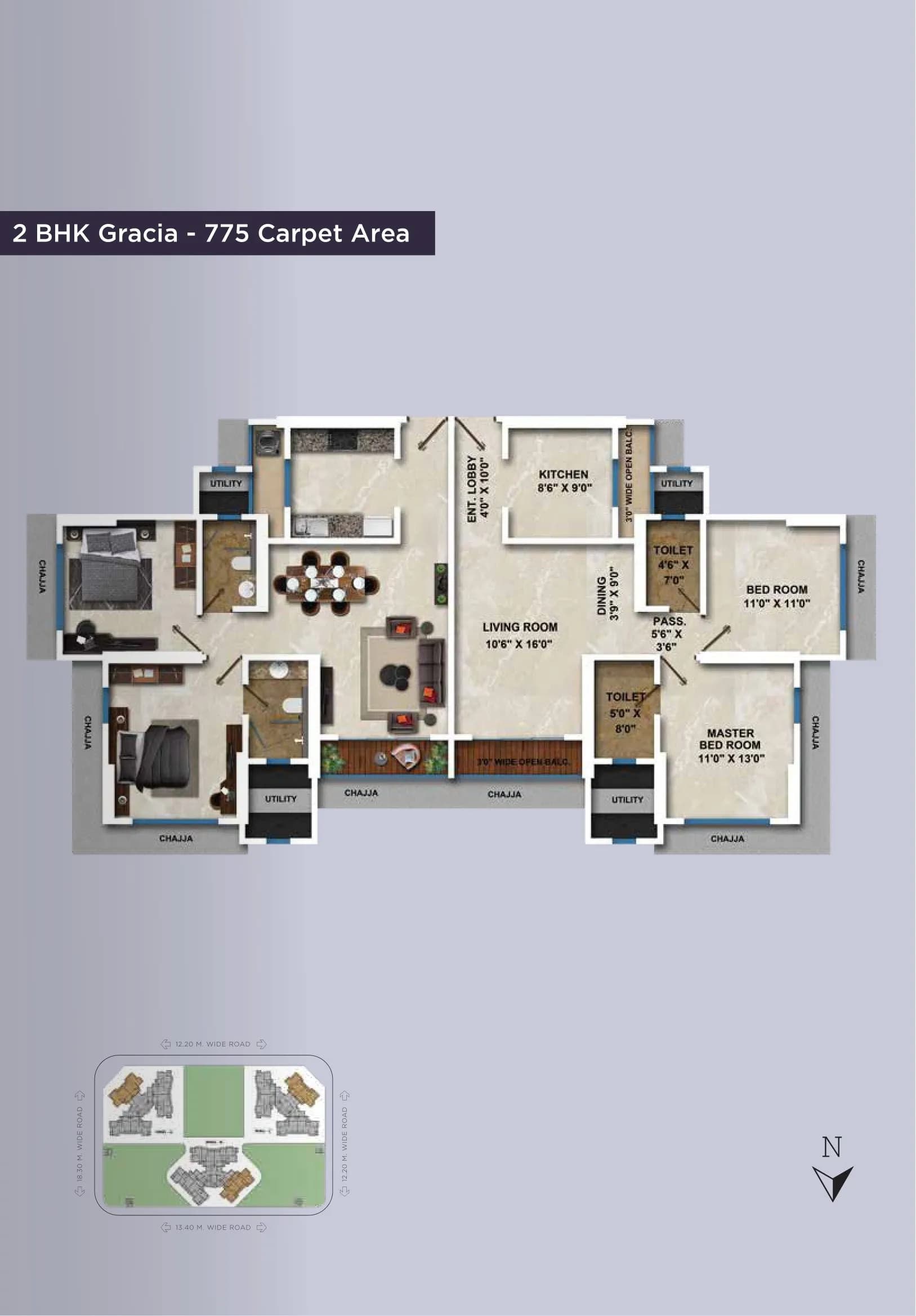 Unit plan - 775 sq.ft.