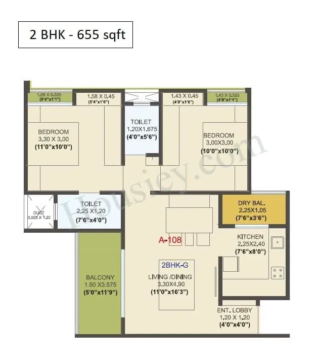 Unit plan - 655 sq.ft.