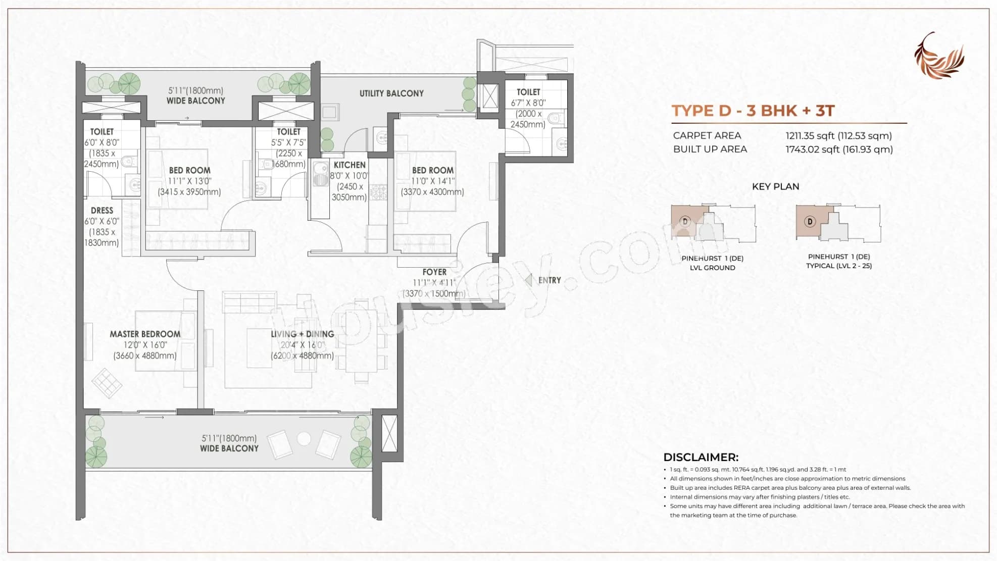 Unit plan - 1211 sq.ft.