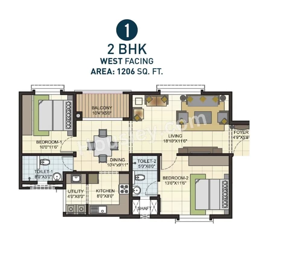 Unit plan - 917 sq.ft.