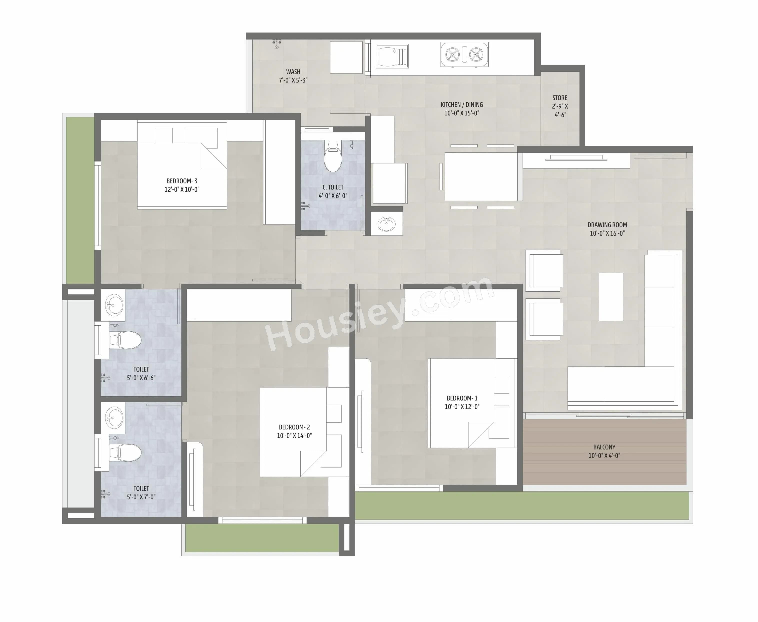 Unit plan - 948 sq.ft.