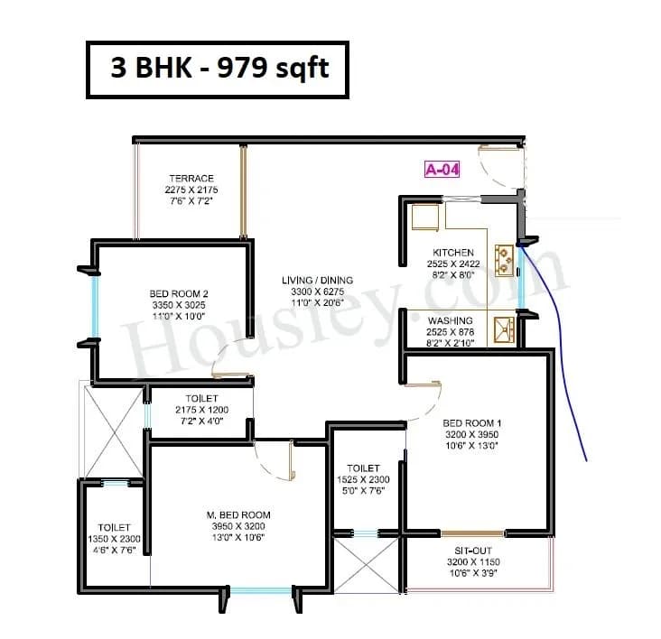 Unit plan - 979 sq.ft.
