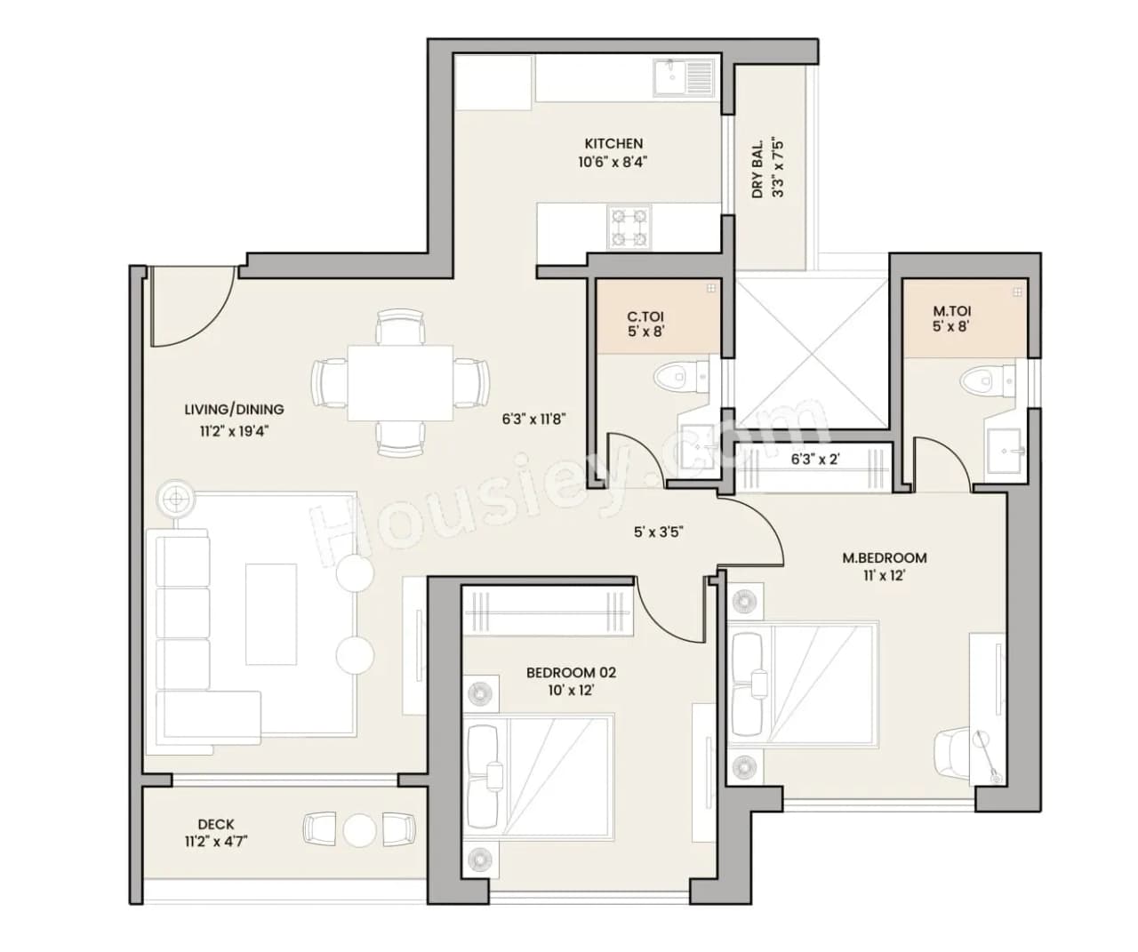 Unit plan - 855 sq.ft.