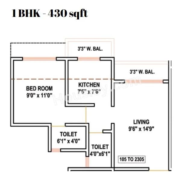 Unit plan - 430 sq.ft.