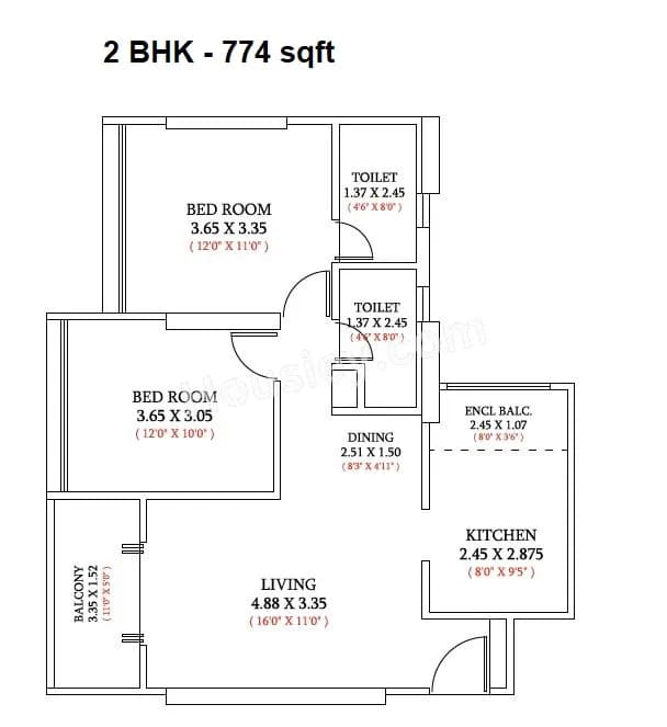 Unit plan - 774 sq.ft.