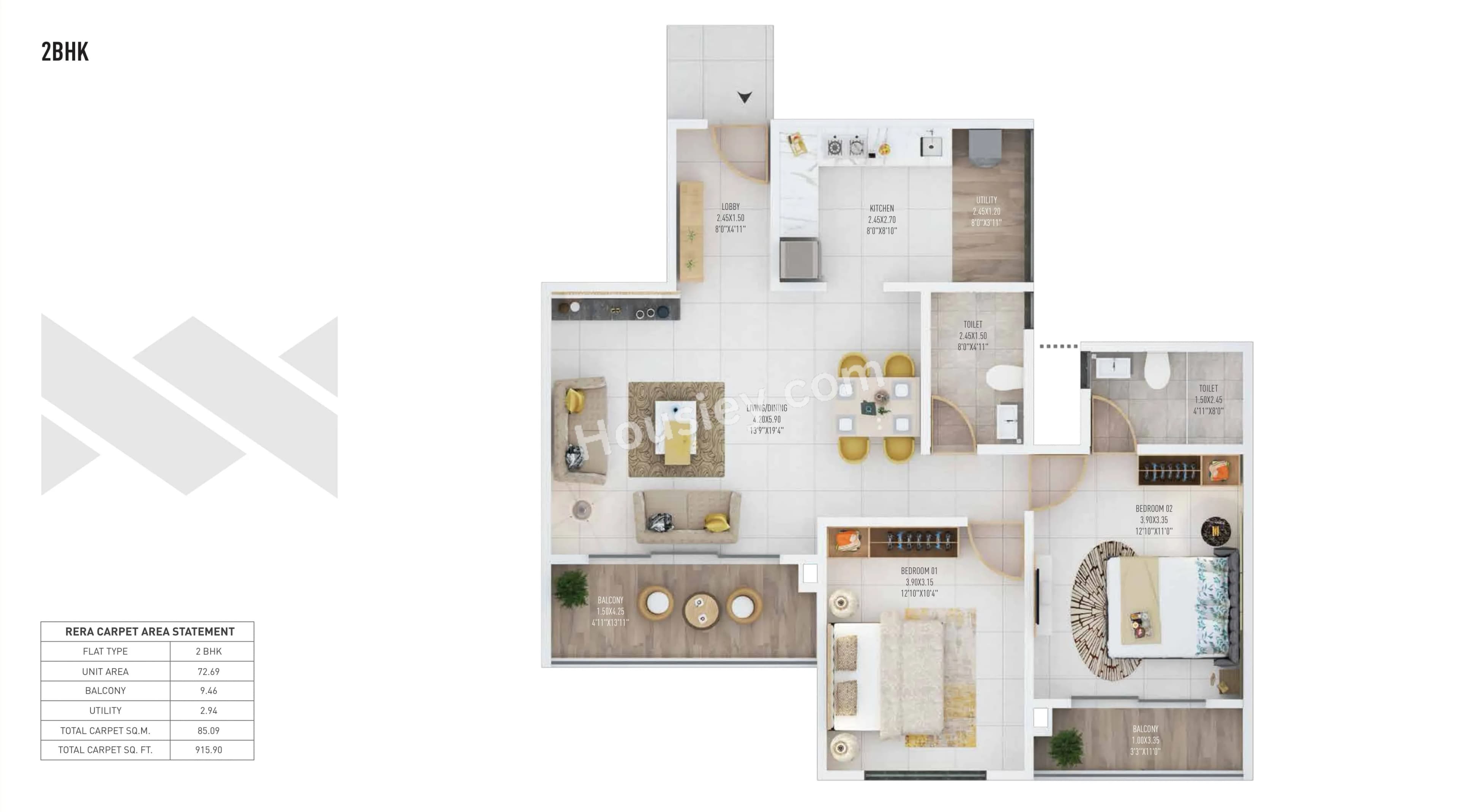 Unit plan - 915 sq.ft.
