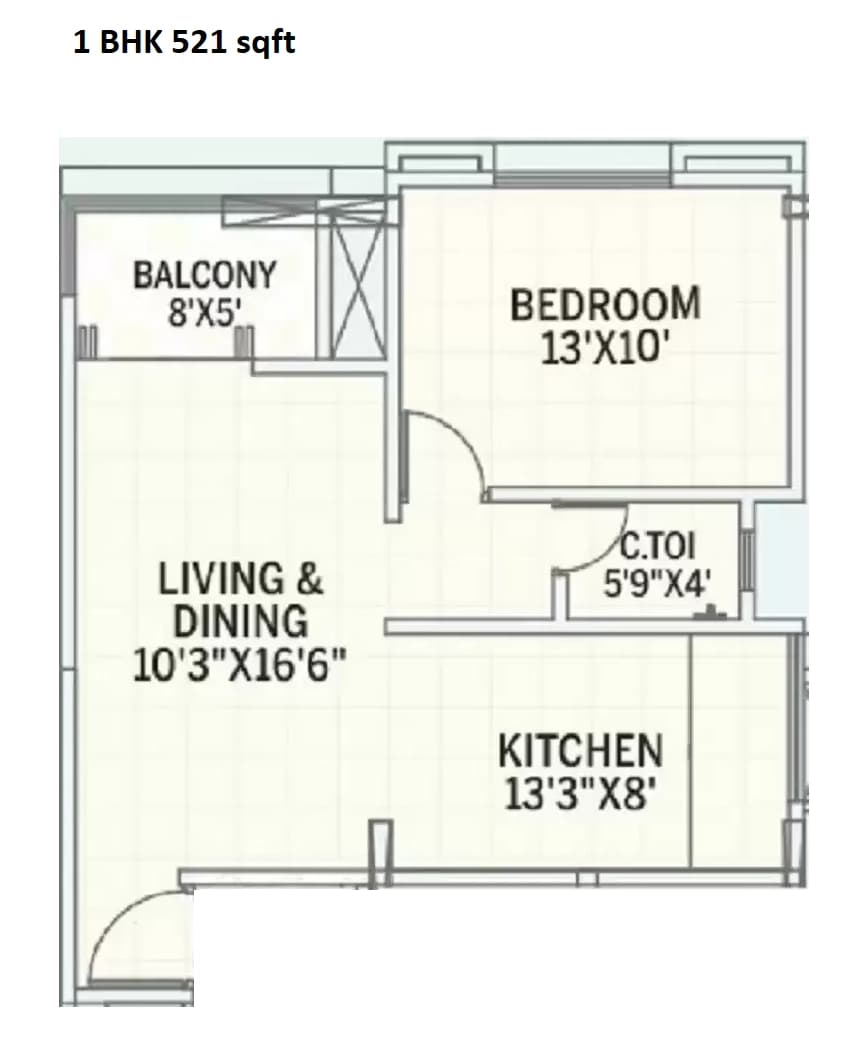 Unit plan - 521 sq.ft.