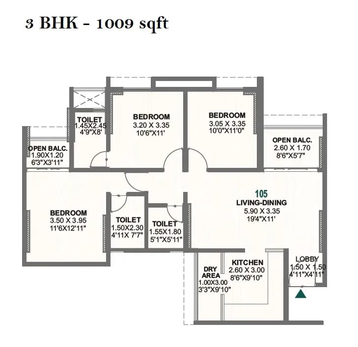 Unit plan - 1009 sq.ft.