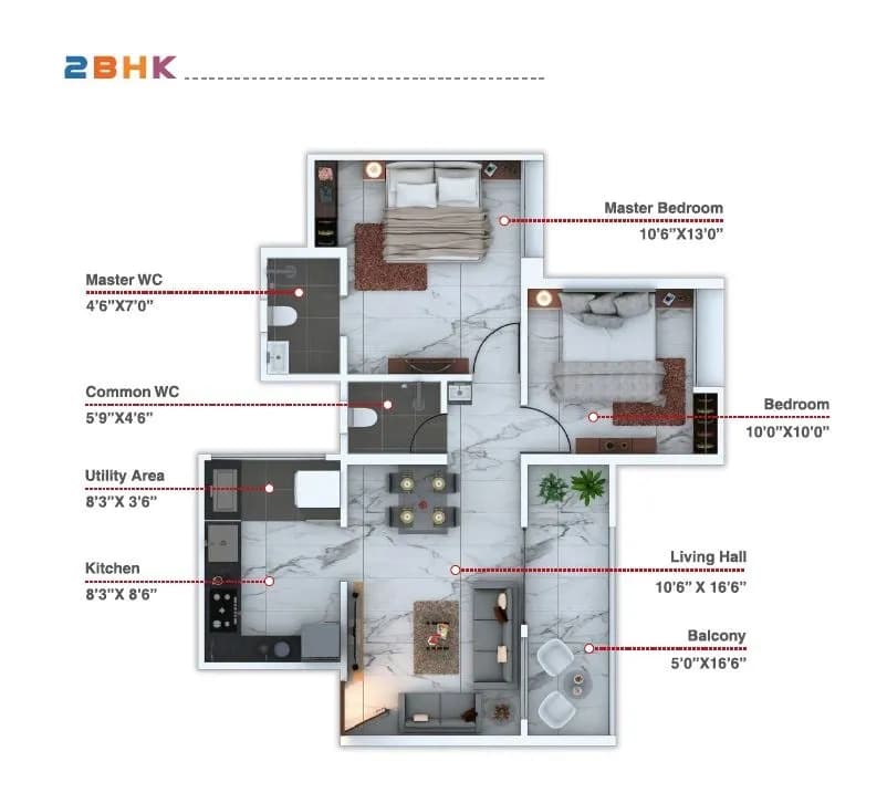 Unit plan - 719 sq.ft.