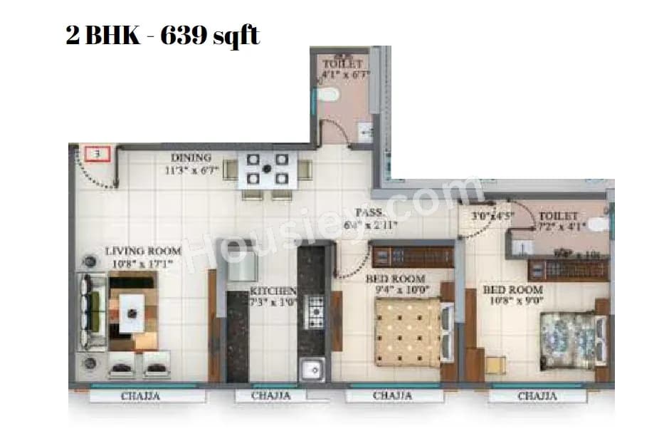 Unit plan - 639 sq.ft.