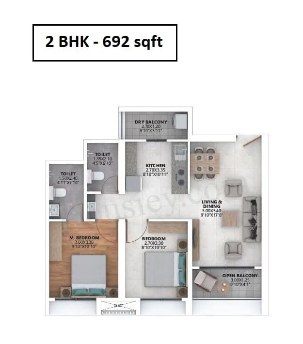 Unit plan - 692 sq.ft.