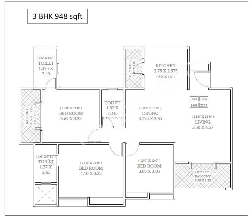 Unit plan - 984 sq.ft.