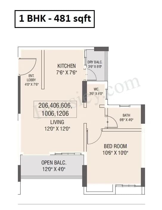 Unit plan - 481 sq.ft.
