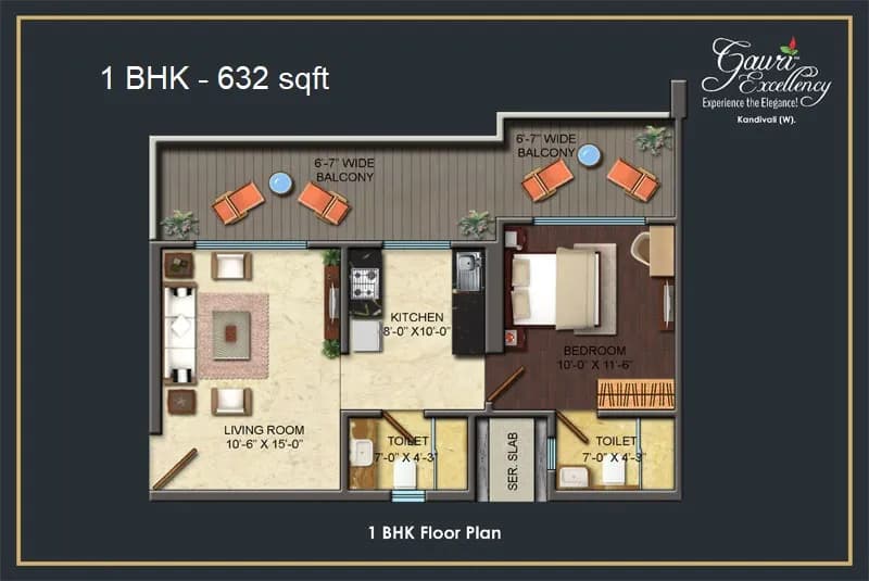 Unit plan - 632 sq.ft.