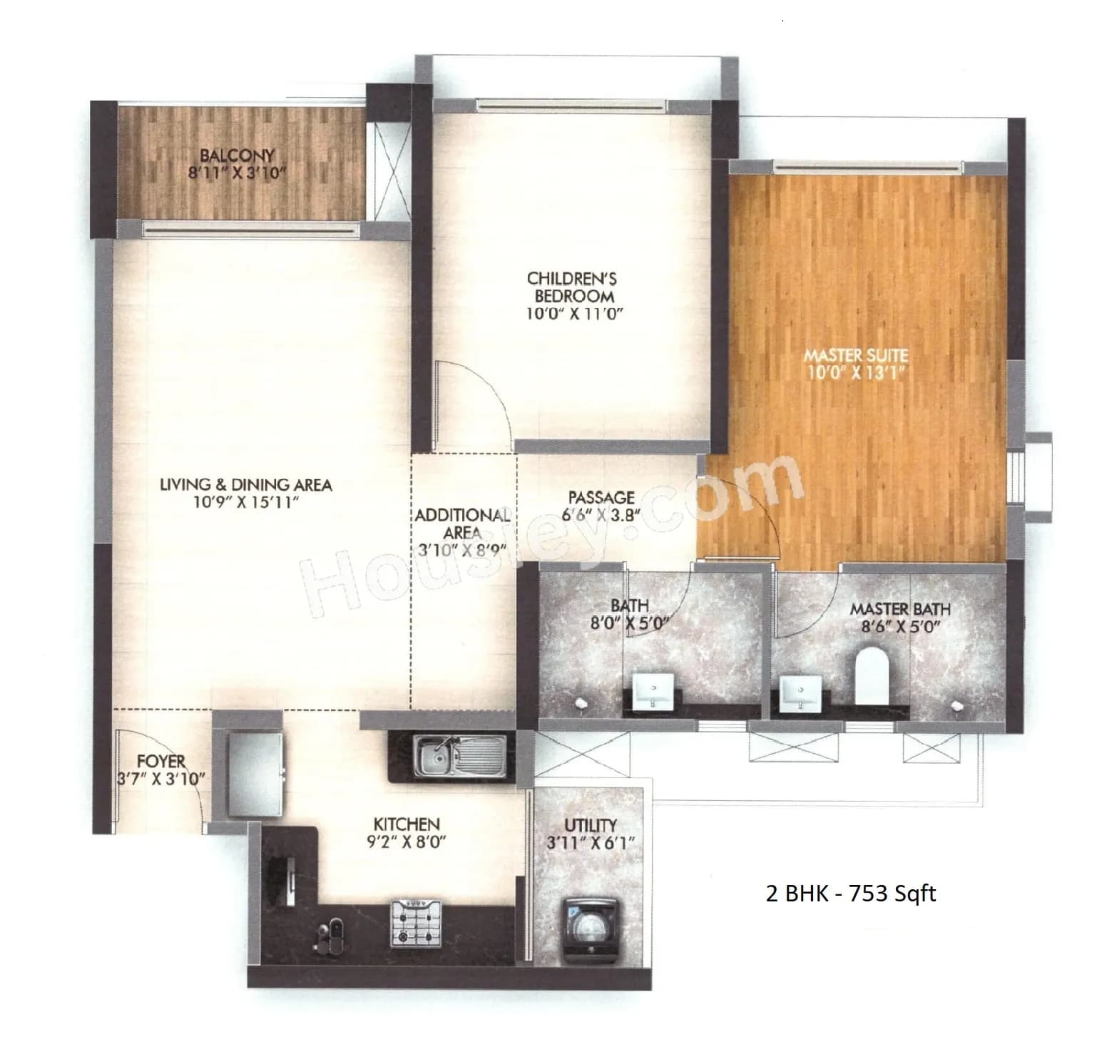 Unit plan - 753 sq.ft.