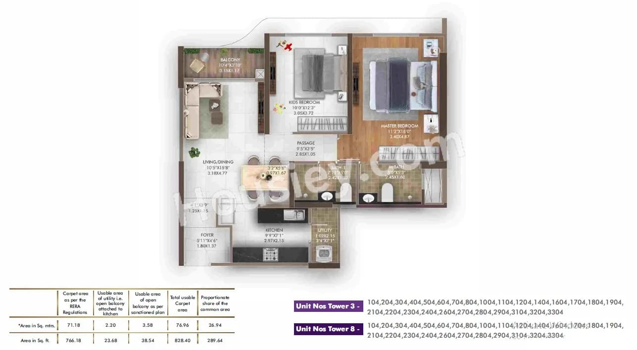 Unit plan - 828 sq.ft.