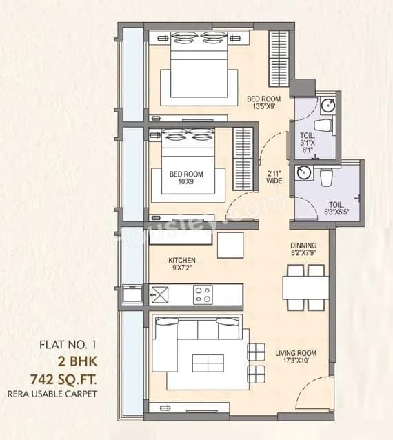 Unit plan - 742 sq.ft.