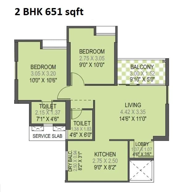 Unit plan - 651 sq.ft.