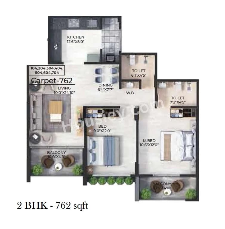 Unit plan - 762 sq.ft.