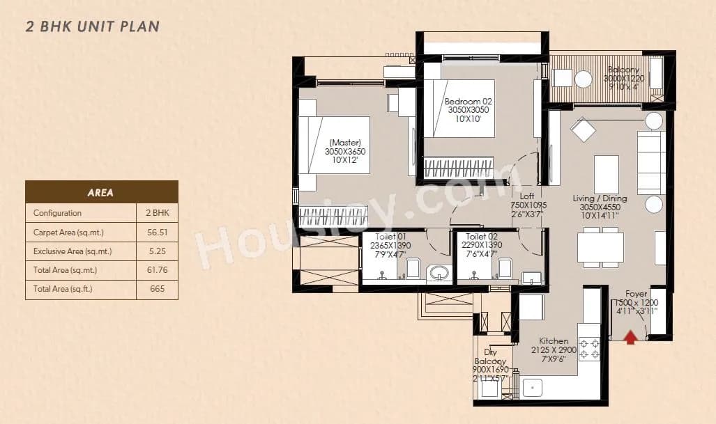 Unit plan - 665 sq.ft.