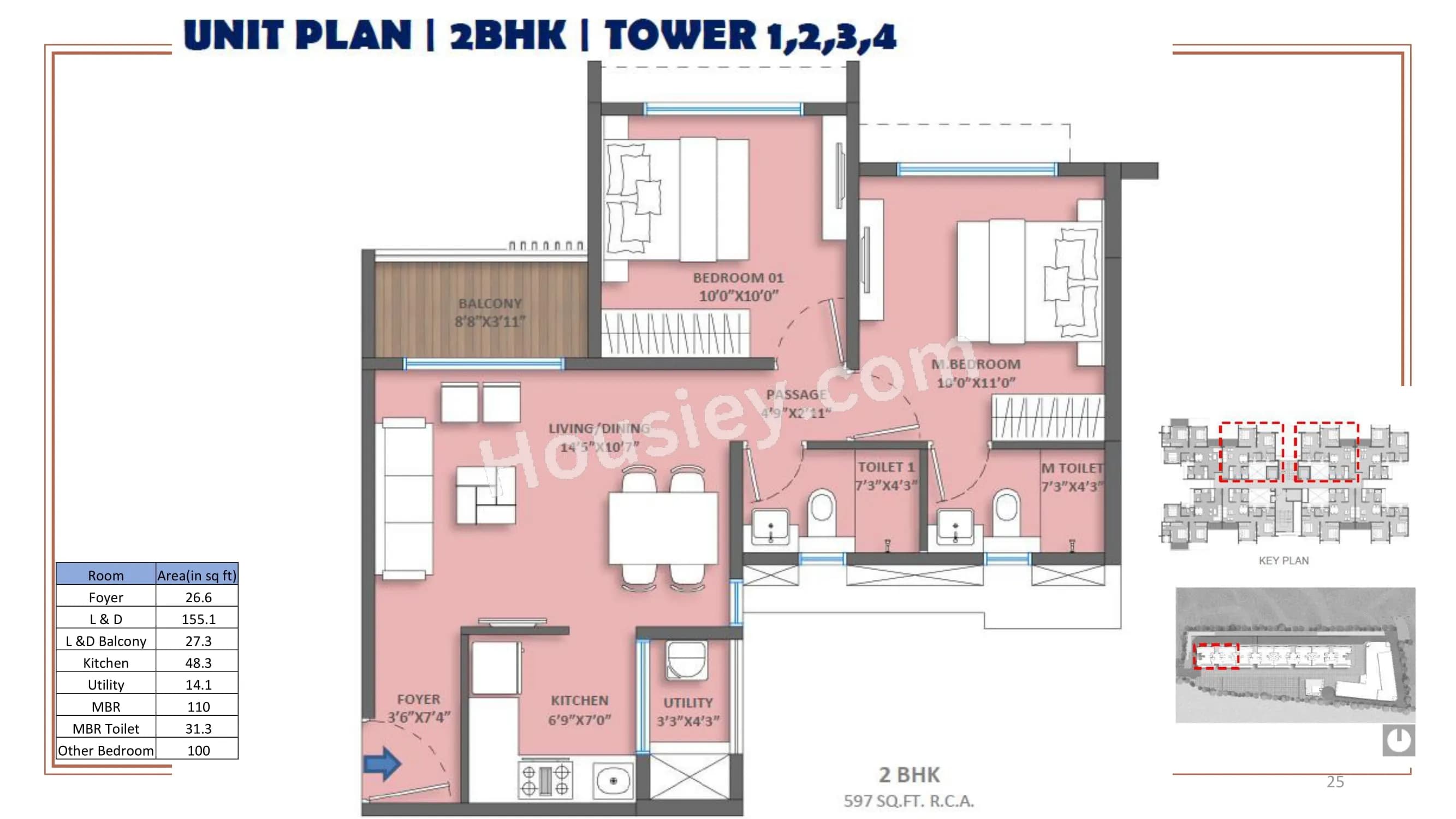 Unit plan - 597 sq.ft.