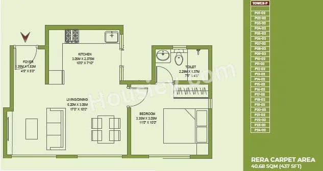 Unit plan - 437 sq.ft.