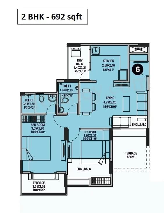 Unit plan - 692 sq.ft.
