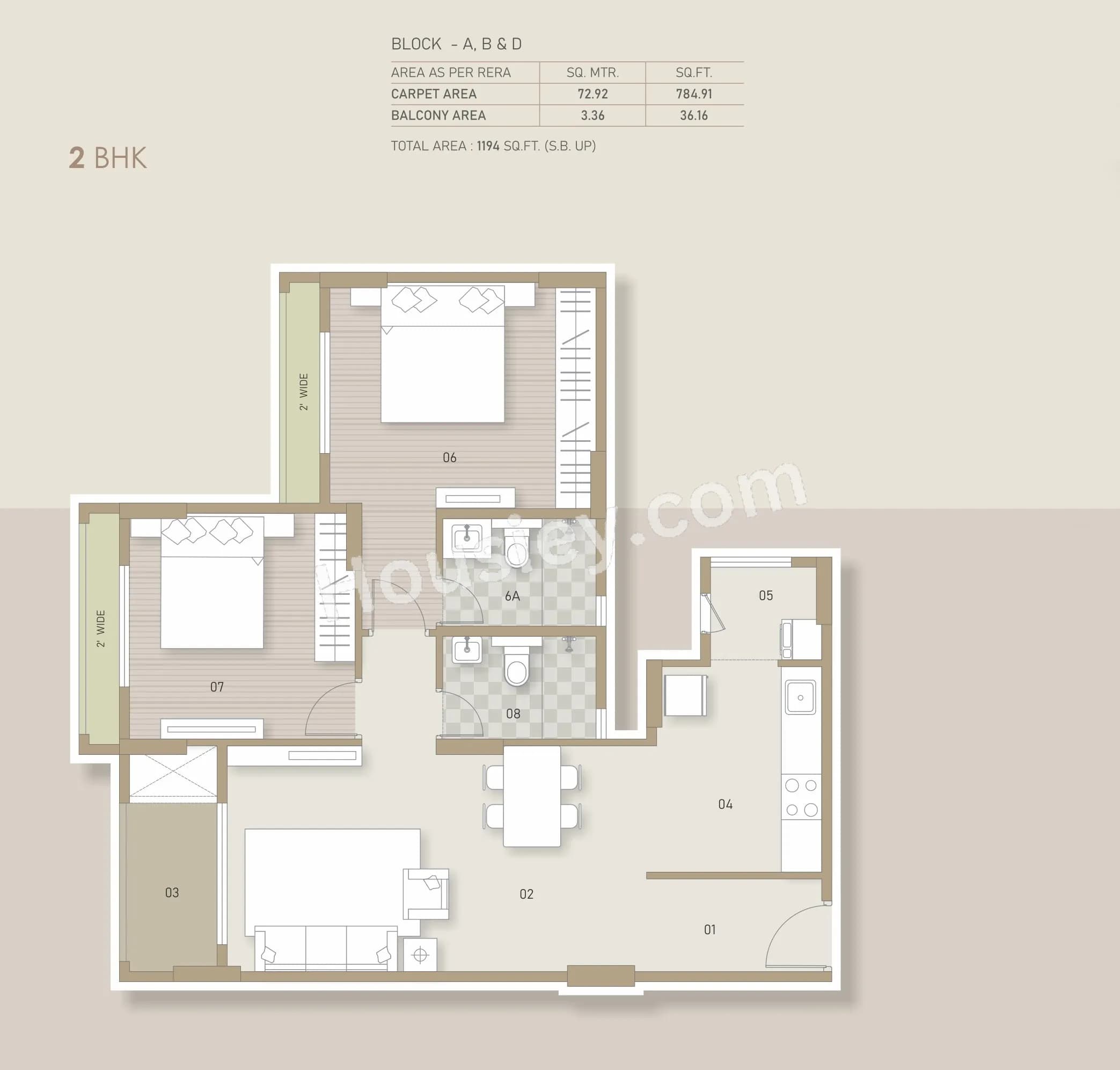 Unit plan - 784 sq.ft.