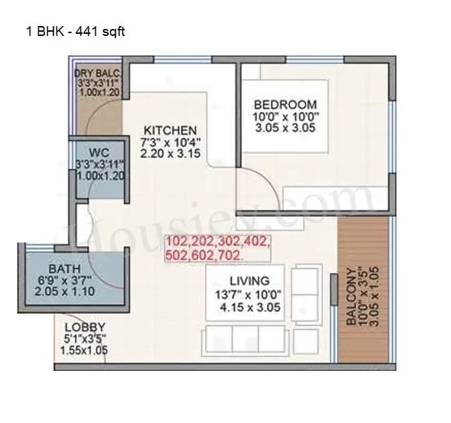 Unit plan - 441 sq.ft.