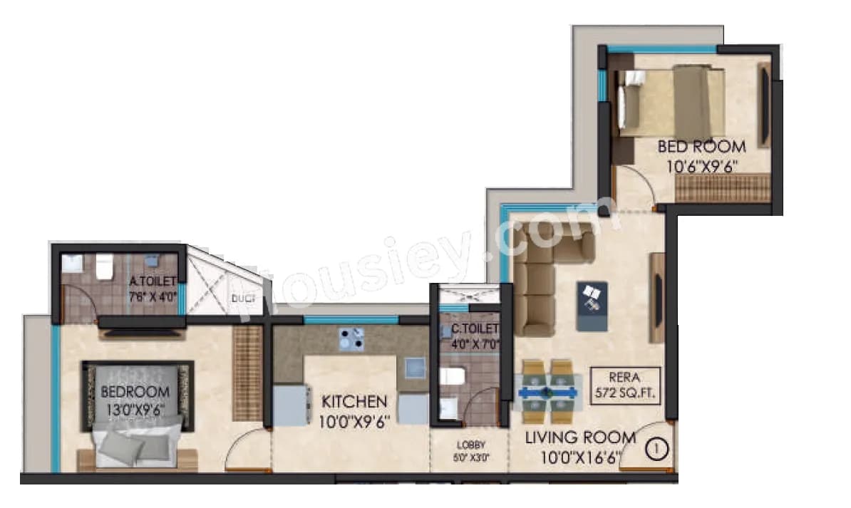 Unit plan - 572 sq.ft.