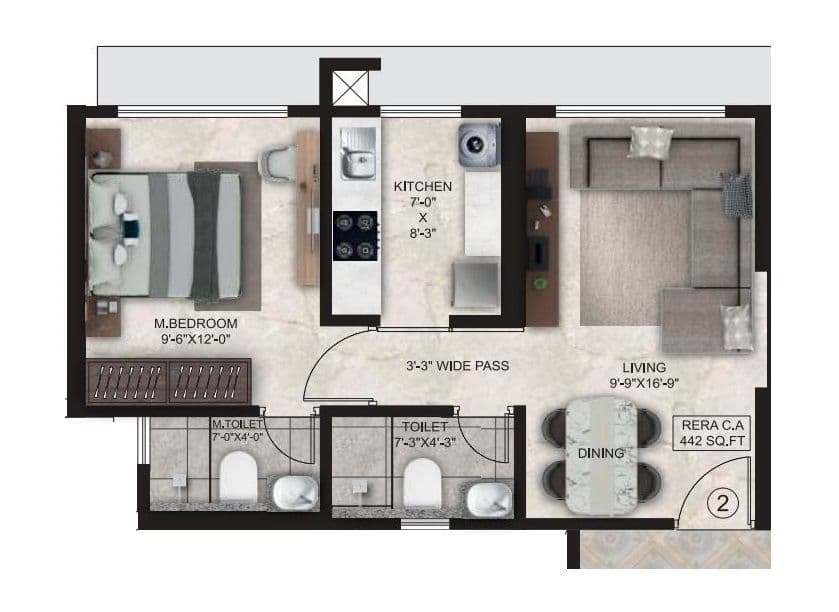 Unit plan - 442 sq.ft.