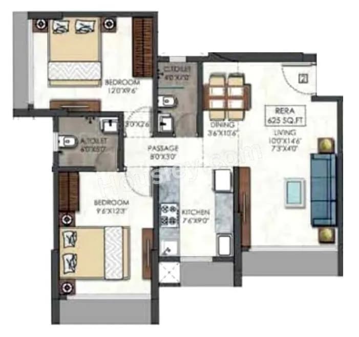 Unit plan - 625 sq.ft.