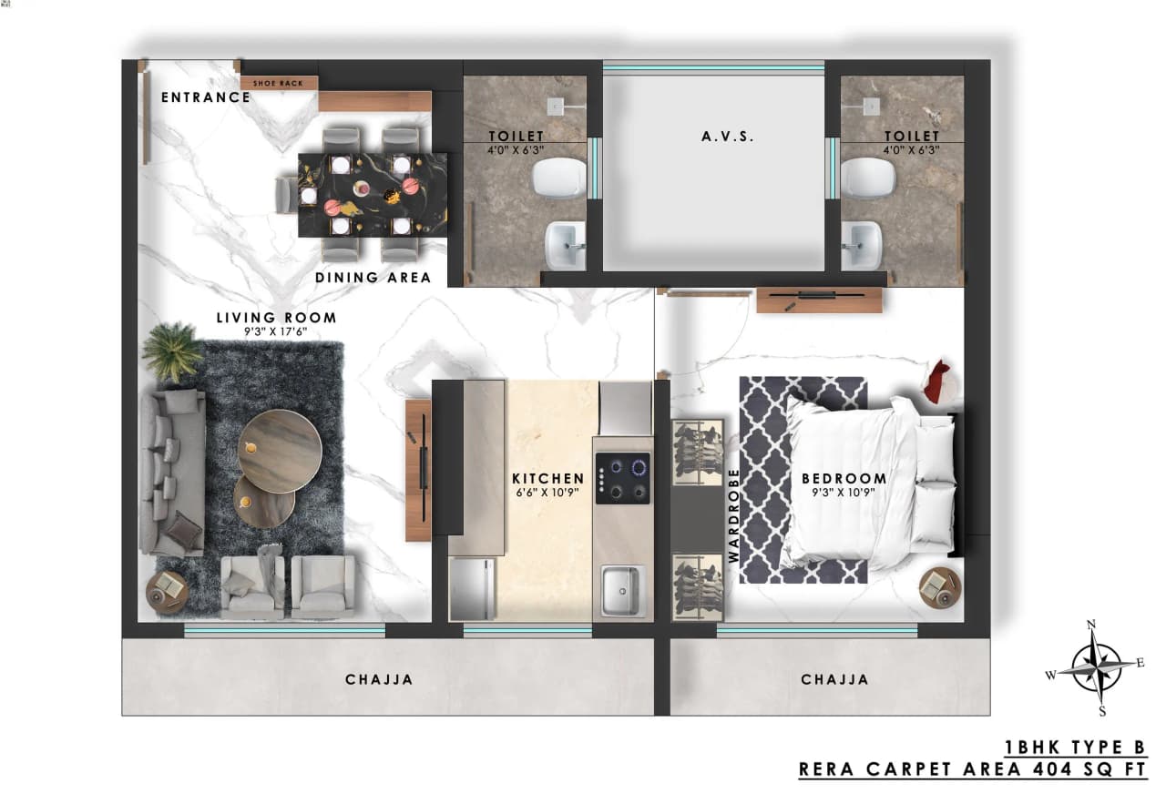 Unit plan - 404 sq.ft.