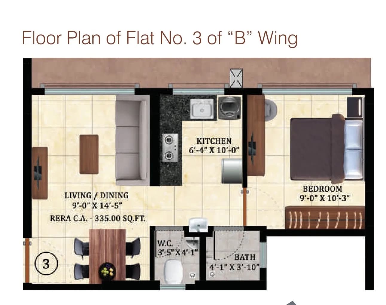 Unit plan - 335 sq.ft.