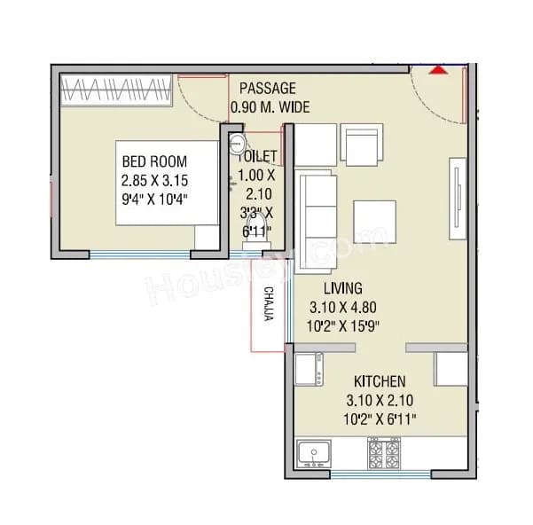 Unit plan - 388 sq.ft.