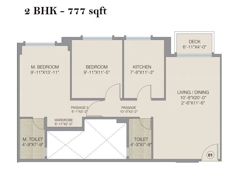 Unit plan - 777 sq.ft.