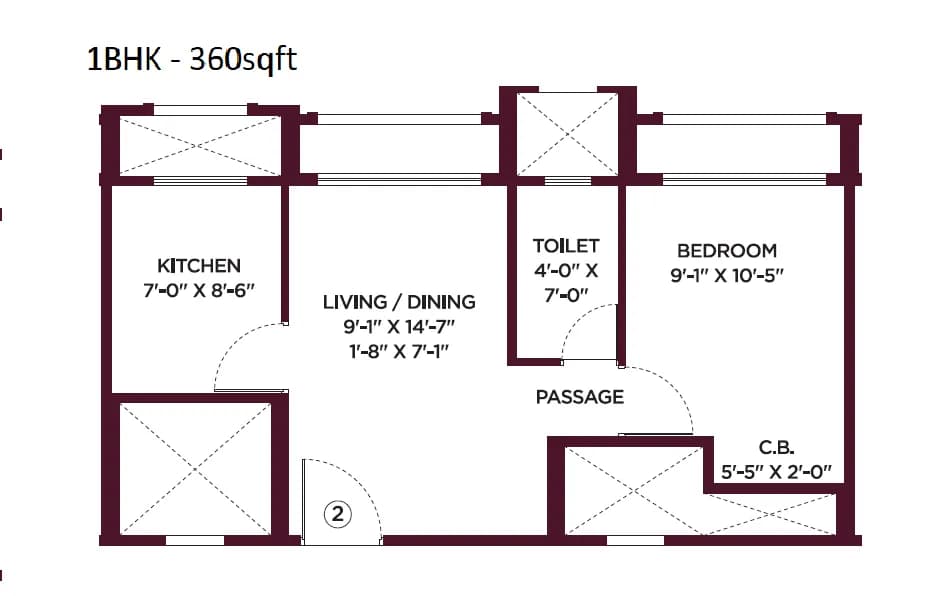 Unit plan - 360 sq.ft.