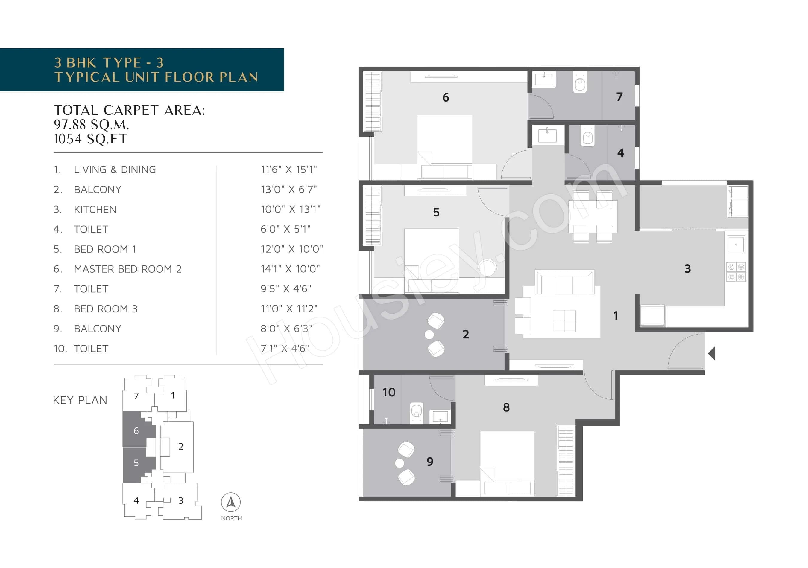 Unit plan - 1054 sq.ft.