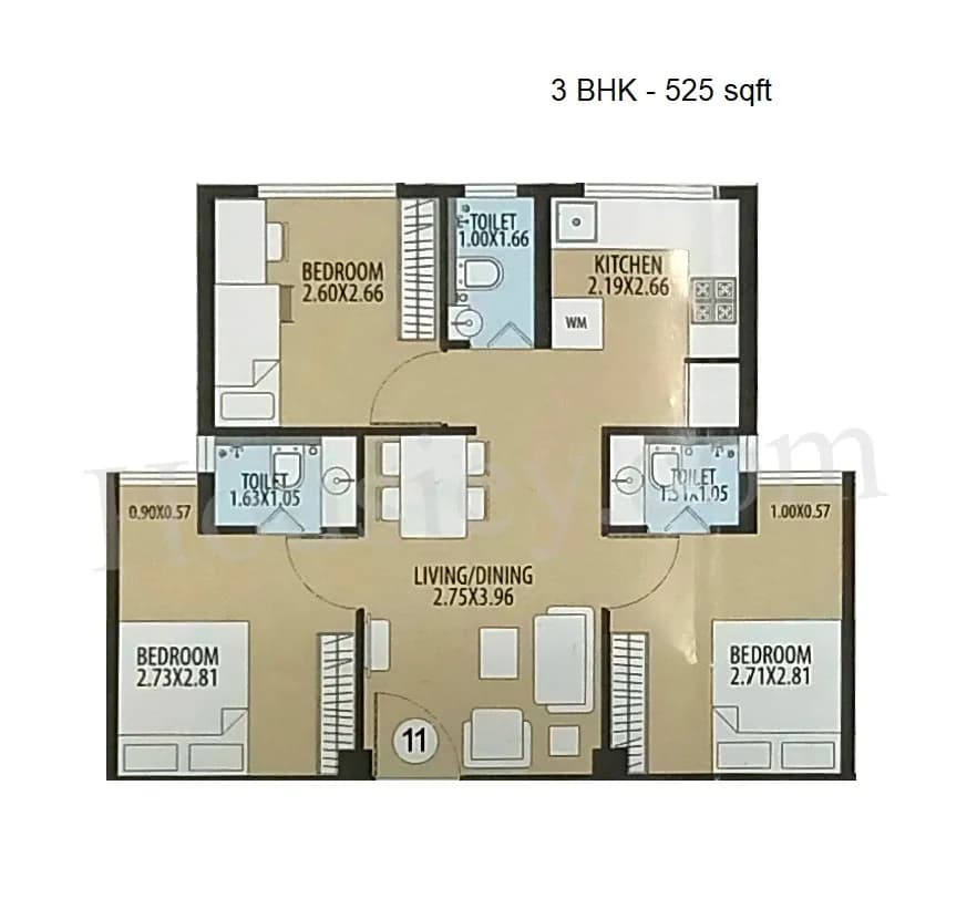 Unit plan - 525 sq.ft.