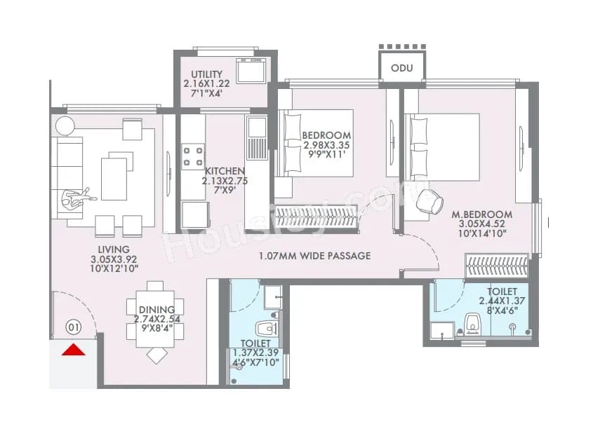 Unit plan - 733 sq.ft.