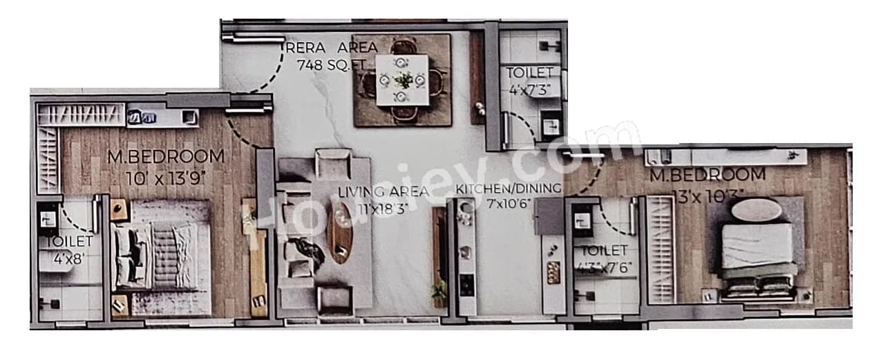 Unit plan - 748 sq.ft.