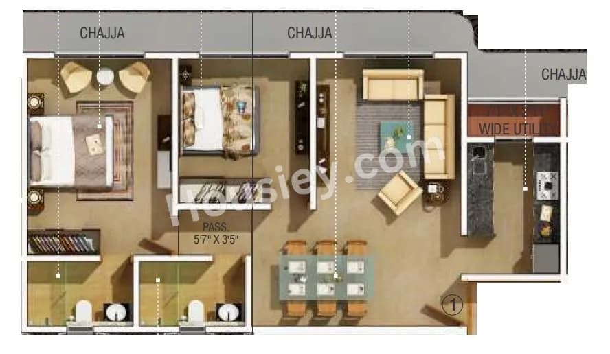 Unit plan - 767 sq.ft.