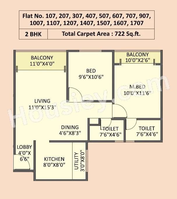 Unit plan - 722 sq.ft.