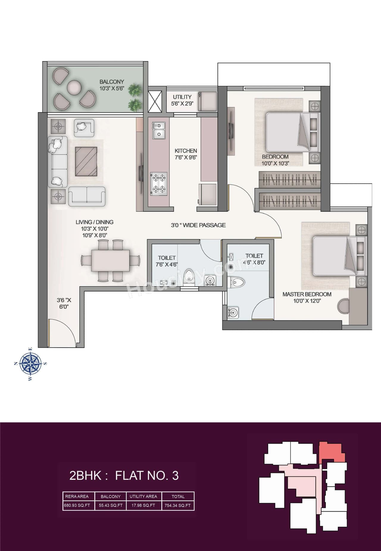 Unit plan - 754 sq.ft.