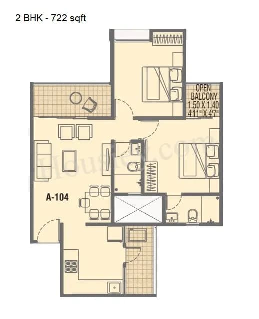 Unit plan - 722 sq.ft.