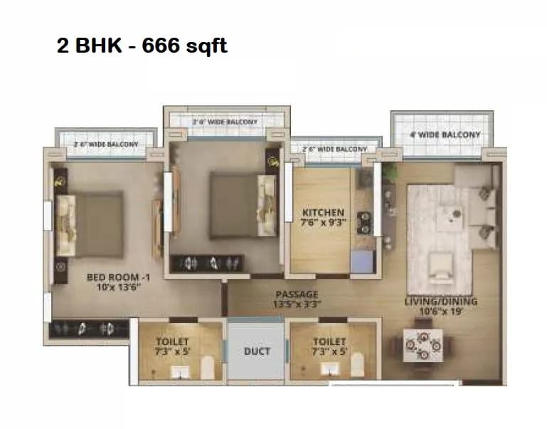 Unit plan - 666 sq.ft.