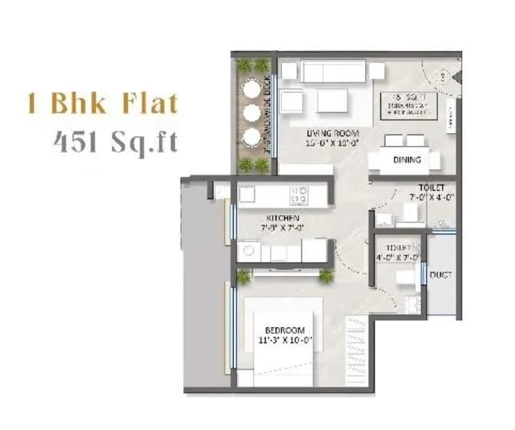 Unit plan - 451 sq.ft.