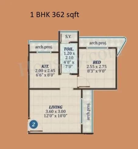 Unit plan - 362 sq.ft.