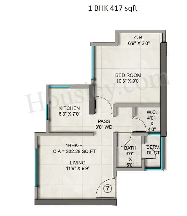 Unit plan - 417 sq.ft.