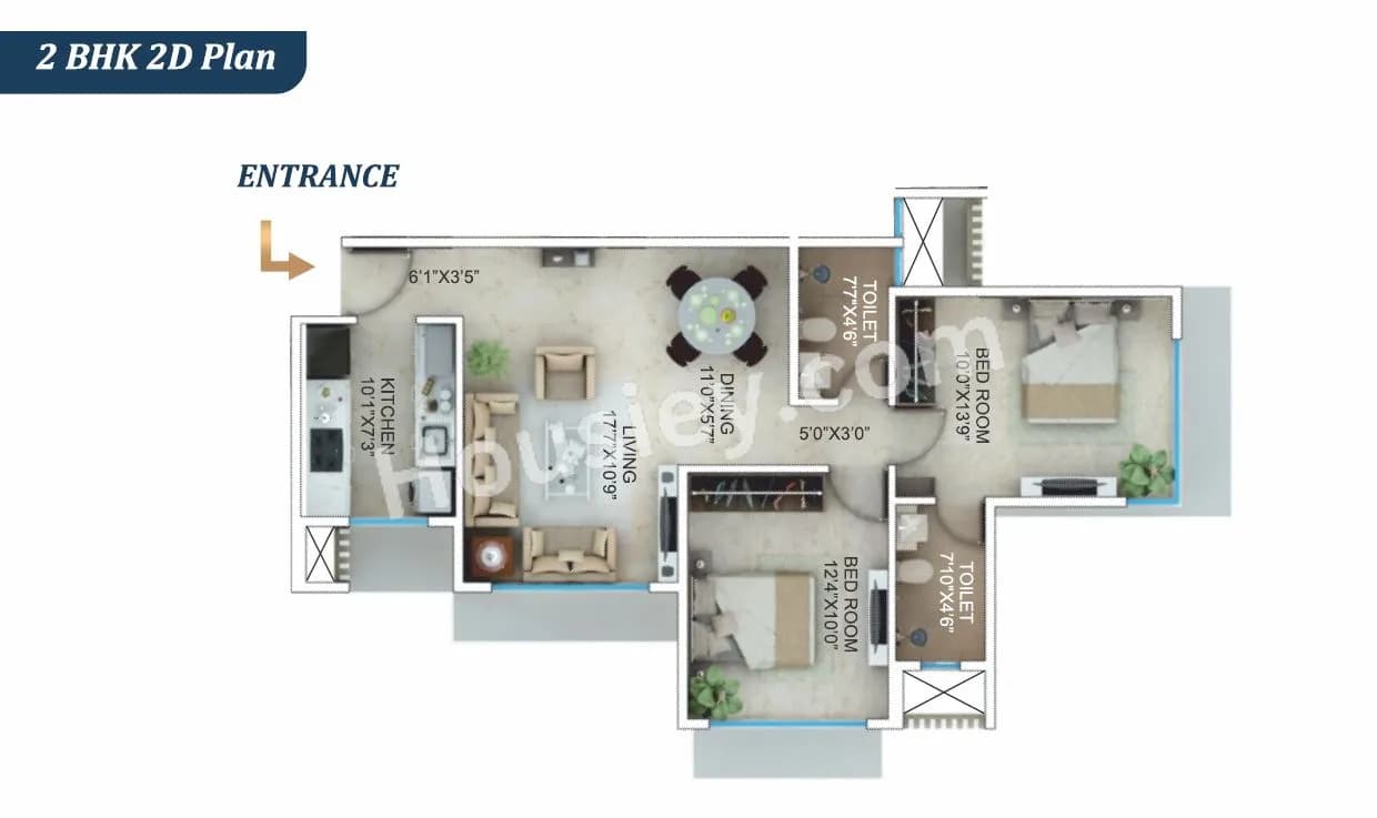 Unit plan - 729 sq.ft.